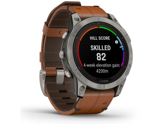 Spordikell Garmin fenix 7 PRO Sapphire Solar - Titanium with Chestnut Leather Band Sapphire - Titanium Brown Leather