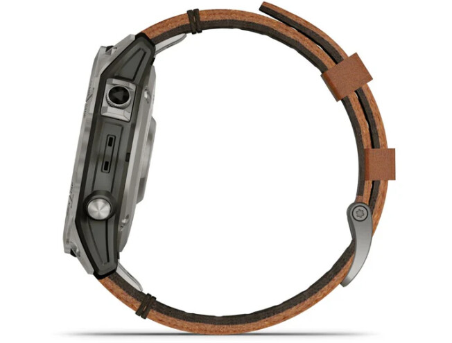 Spordikell Garmin fenix 7 PRO Sapphire Solar - Titanium with Chestnut Leather Band Sapphire - Titanium Brown Leather