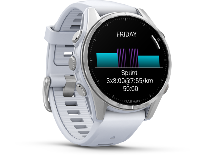 Spordikell Garmin fenix 8 43mm AMOLED,Glass,BareSS/Whitestone Silver with Whitestone Band