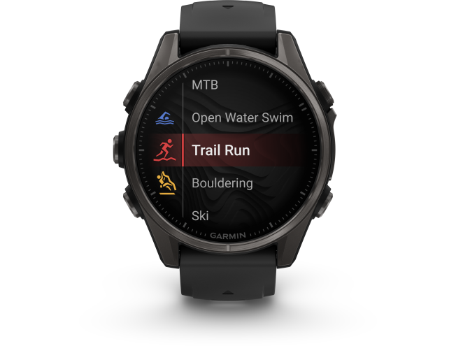 Spordikell Garmin fenix 8 43mm AMOLED,Saph,CrbnGry Ti/Blk,Blk/PebblGryBnd Sapphire Carbon Gray DLC Ti with Black Band