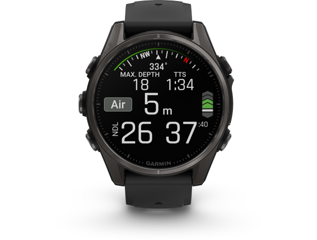 Spordikell Garmin fenix 8 43mm AMOLED,Saph,CrbnGry Ti/Blk,Blk/PebblGryBnd Sapphire Carbon Gray DLC Ti with Black Band