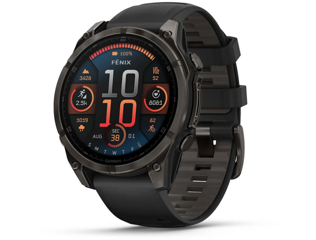 Spordikell Garmin fenix 8 47mm AMOLED,Saph,CrbnGryTi/Blk,Blk/PebbleGryBnd,EMEA Sapphire Carbon Gray DLC Ti with Black Band