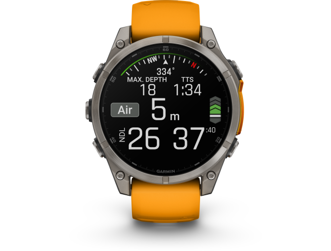 Spordikell fenix 8 47mm AMOLED Sapphire Titanium with Orange Band